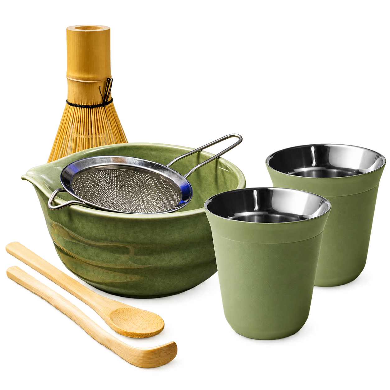 Zestaw do matchy + 2 kubki 240 ml Matcha Green