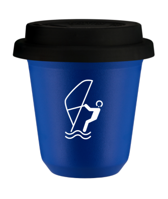 Kubek navy blue 150 ml, SPORTY WODNE (bialy) z pokrywka czarna