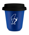 Kubek navy blue 150 ml, SPORTY WODNE (bialy) z pokrywka czarna kubek termiczny na kawe | 70,00 zł