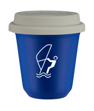 Kubek navy blue 150 ml, SPORTY WODNE (bialy) z pokrywka biala