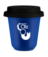 Kubek navy blue 150 ml, WARSZAWSKA SYRENKA (bialy) z pokrywka czarna kubek termiczny na kawe | 70,00 zł