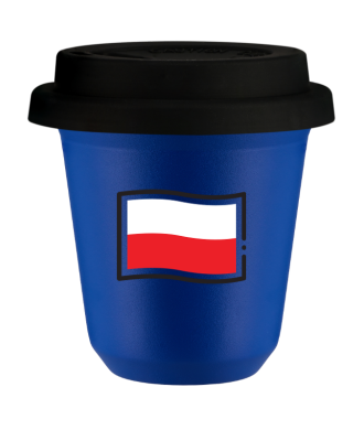 Kubek navy blue 150 ml, FLAGA POLSKI z pokrywka czarna