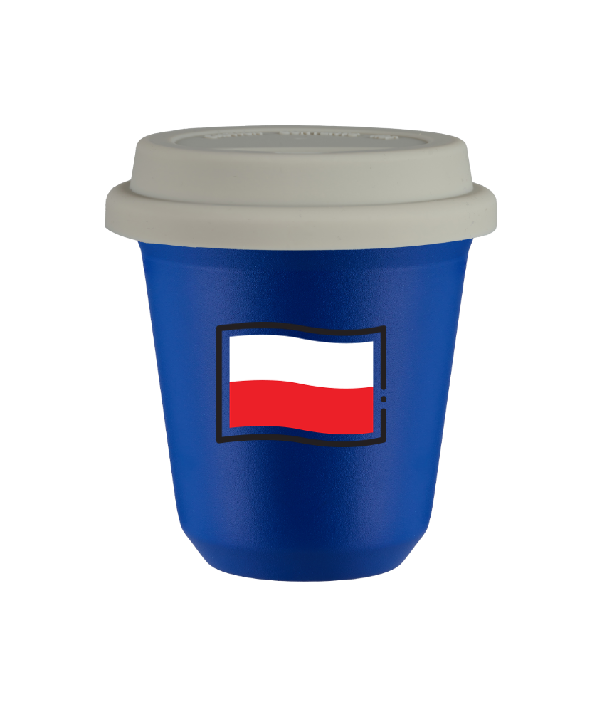 Kubek navy blue 150 ml, FLAGA POLSKI z pokrywka biala kubek termiczny na kawe | 75,00 zł Kubek navy blue 150 ml, FLAGA POLSKI z pokrywka biala kubek termiczny na kawe | 75,00 zł