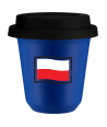 Kubek navy blue 150 ml, FLAGA POLSKI (czarny) z pokrywka czarna kubek termiczny na kawe | 75,00 zł