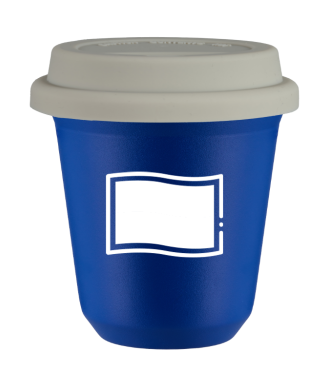 Kubek navy blue 150 ml, FLAGA POLSKI (bialy) z pokrywka biala
