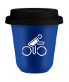Kubek navy blue 150 ml, KOLARZ W POLSKICH BARWACH (bialy) z pokrywka czarna kubek termiczny na kawe | 75,00 zł