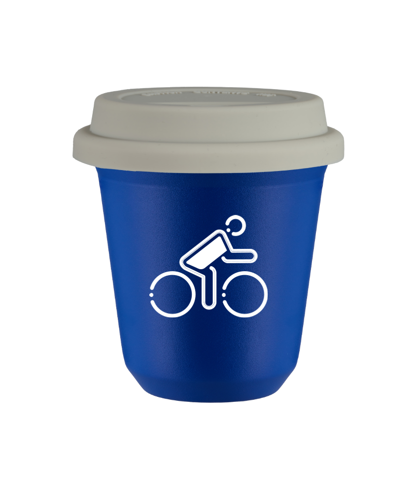 Kubek navy blue 150 ml, KOLARZ W POLSKICH BARWACH (bialy) z pokrywka biala kubek termiczny na kawe | 75,00 zł Kubek navy blue 150 ml, KOLARZ W POLSKICH BARWACH (bialy) z pokrywka biala kubek termiczny na kawe | 75,00 zł