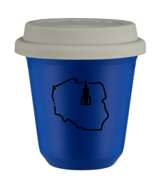 Kubek navy blue 150 ml, POLSKA z pokrywka biala