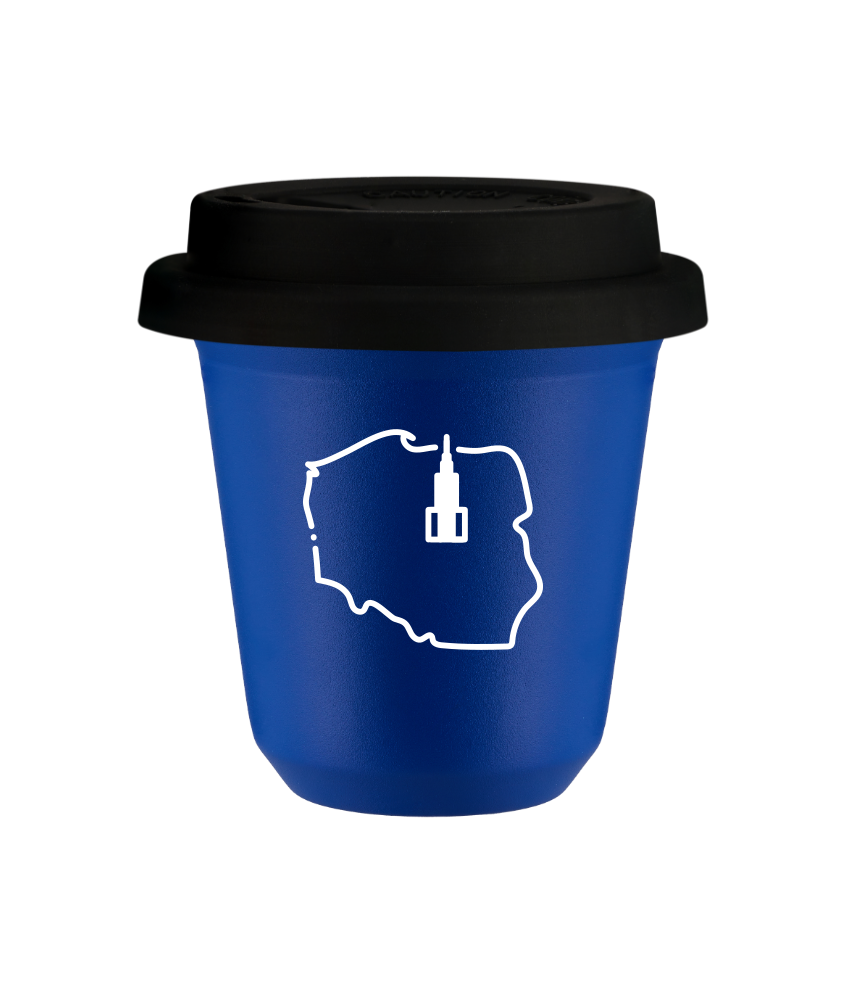 Kubek navy blue 150 ml, POLSKA (bialy) z pokrywka czarna kubek termiczny na kawe | 75,00 zł Kubek navy blue 150 ml, POLSKA (bialy) z pokrywka czarna kubek termiczny na kawe | 75,00 zł