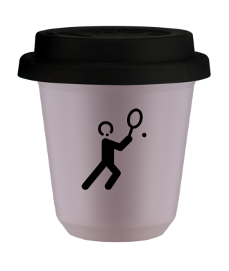 Kubek lawendowy 150 ml, TENIS 1 (czarny) z pokrywka czarna