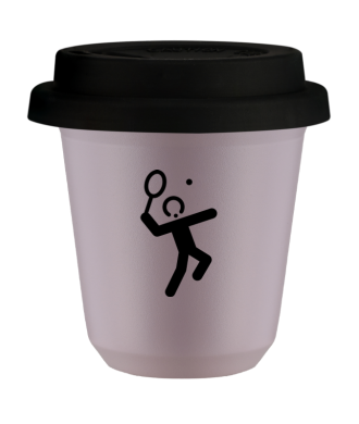 Kubek lawendowy 150 ml, TENIS 2 z pokrywka czarna