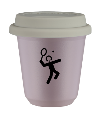Kubek lawendowy 150 ml, TENIS 2 z pokrywka biala