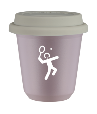 Kubek lawendowy 150 ml, TENIS 2 (bialy) z pokrywka biala
