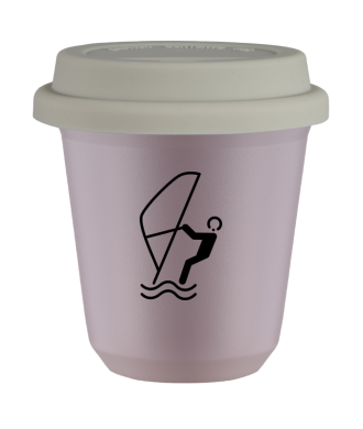 Kubek lawendowy 150 ml, SPORTY WODNE (czarny) z pokrywka biala