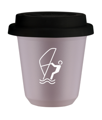 Kubek lawendowy 150 ml, SPORTY WODNE (bialy) z pokrywka czarna