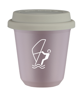 Kubek lawendowy 150 ml, SPORTY WODNE (bialy) z pokrywka biala