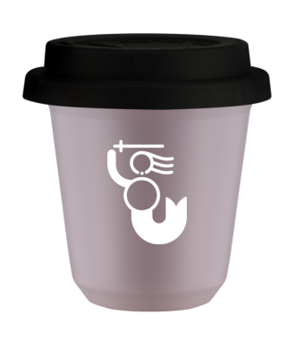 Kubek lawendowy 150 ml, WARSZAWSKA SYRENKA (bialy) z pokrywka czarna