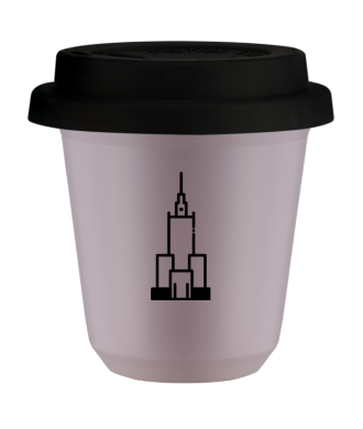 Kubek lawendowy 150 ml, PALAC KULTURY I NAUKI (czarny) z pokrywka czarna