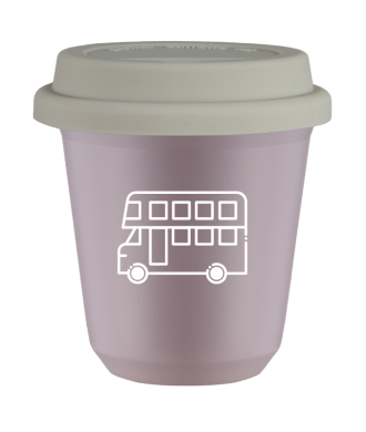 Kubek lawendowy 150 ml, AUTOBUS (bialy) z pokrywka biala