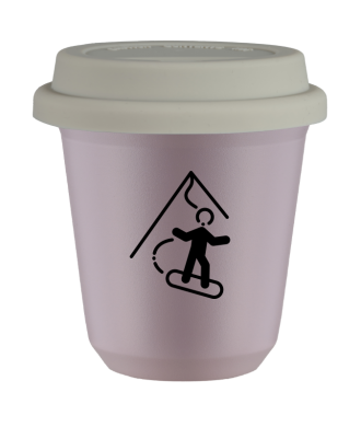 Kubek lawendowy 150 ml, SNOWBOARD z pokrywka biala