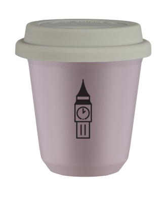 Kubek lawendowy 150 ml, BIG BEN z pokrywka biala