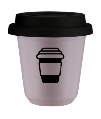 Kubek 150 ml LAWENDOWY "Kubek", z czarną pokrywką Kubek 150 ml LAWENDOWY "Kubek", z czarną pokrywką