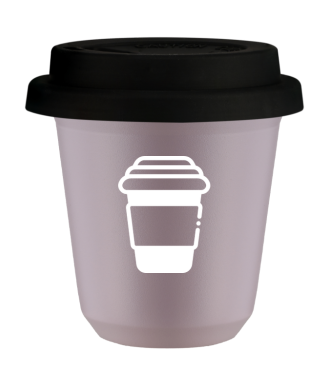 Kubek 150 ml LAWENDOWY "Kubek", z czarną pokrywką Kubek 150 ml LAWENDOWY "Kubek", z czarną pokrywką