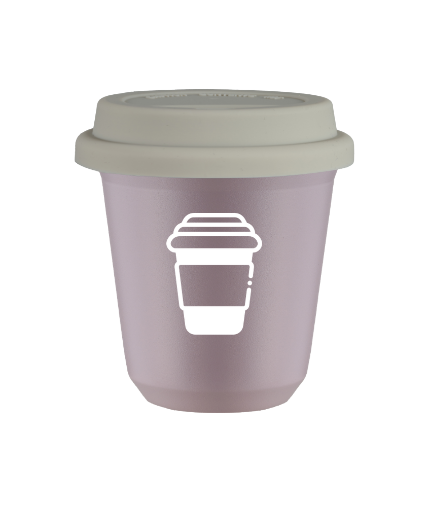 Kubek 150 ml LAWENDOWY "Kubek", z białą pokrywką