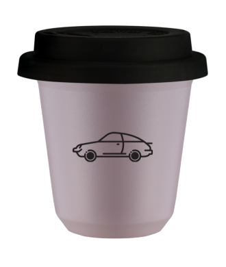 Kubek 150 ml LAWENDOWY "Samochód", z czarną pokrywką Kubek 150 ml LAWENDOWY "Samochód", z czarną pokrywką