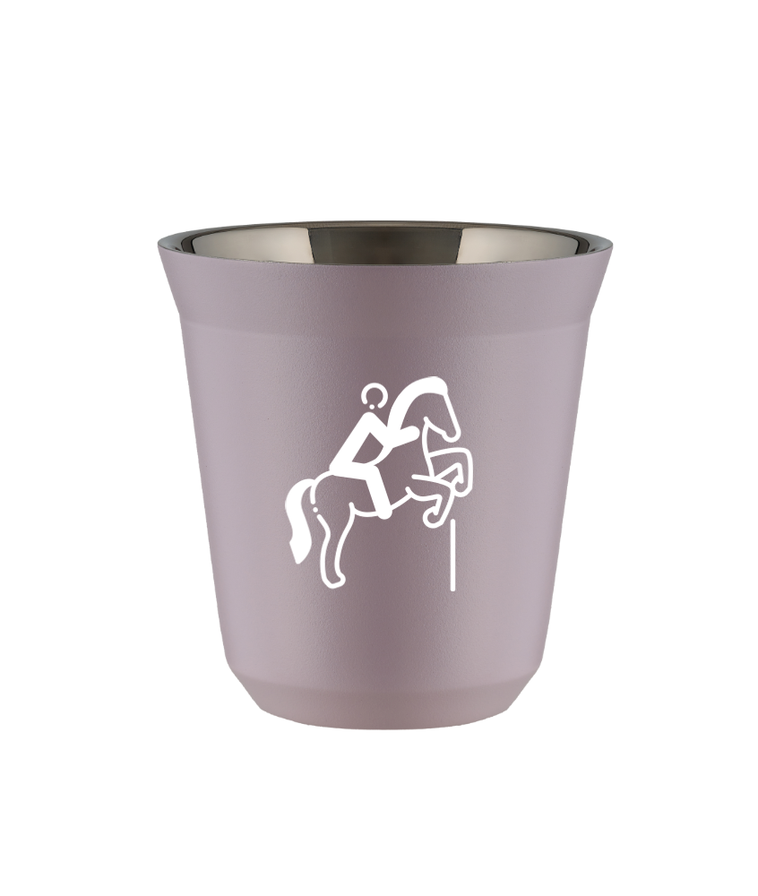 Kubek 150 ml LAWENDOWY "Jeździectwo 1 (biały)"