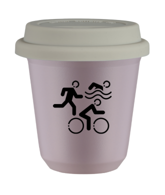 Kubek 150 ml LAWENDOWY "Sporty", z białą pokrywką Kubek 150 ml LAWENDOWY "Sporty", z białą pokrywką