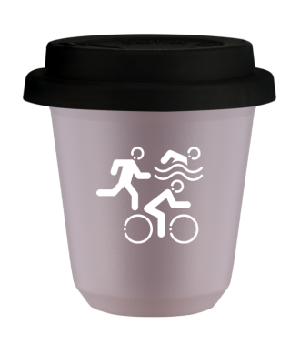 Kubek 150 ml LAWENDOWY "Sporty (biały)", z czarną pokrywką Kubek 150 ml LAWENDOWY "Sporty (biały)", z czarną pokrywką