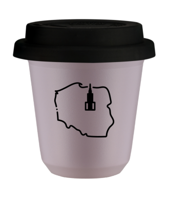 Kubek lawendowy 150 ml, POLSKA (czarny) z pokrywka czarna