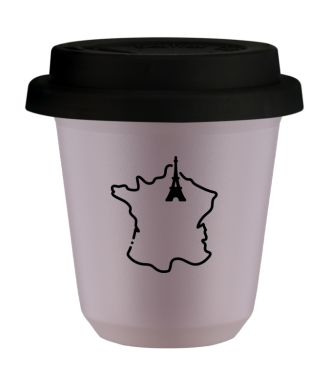 Kubek 150 ml LAWENDOWY "Francja", z czarną pokrywką Kubek 150 ml LAWENDOWY "Francja", z czarną pokrywką