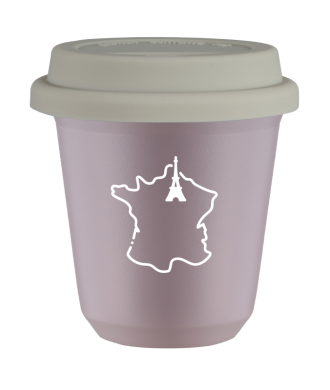 Kubek 150 ml LAWENDOWY "Francja (biały)", z białą pokrywką Kubek 150 ml LAWENDOWY "Francja (biały)", z białą pokrywką