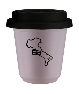 Kubek 150 ml LAWENDOWY "Włochy", z czarną pokrywką Kubek 150 ml LAWENDOWY "Włochy", z czarną pokrywką