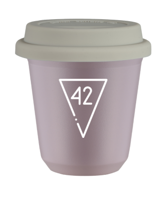 Kubek 150 ml LAWENDOWY "42 (biały)", z białą pokrywką Kubek 150 ml LAWENDOWY "42 (biały)", z białą pokrywką