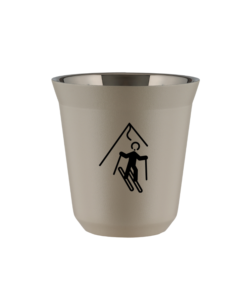 Kubek 150 ml BEŻOWY "Narciarstwo (czarny)"