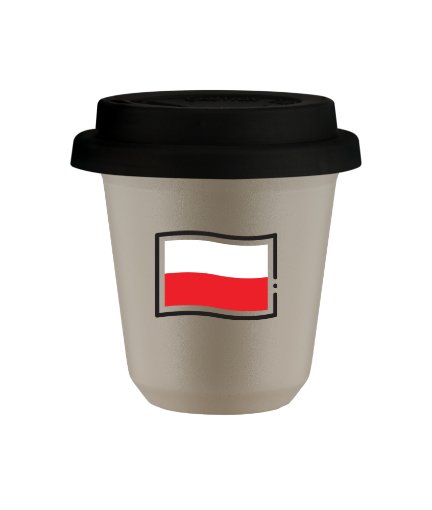 Kubek natural beige 150 ml, FLAGA POLSKI z pokrywka czarna kubek termiczny na kawe | 75,00 zł Kubek natural beige 150 ml, FLAGA POLSKI z pokrywka czarna kubek termiczny na kawe | 75,00 zł