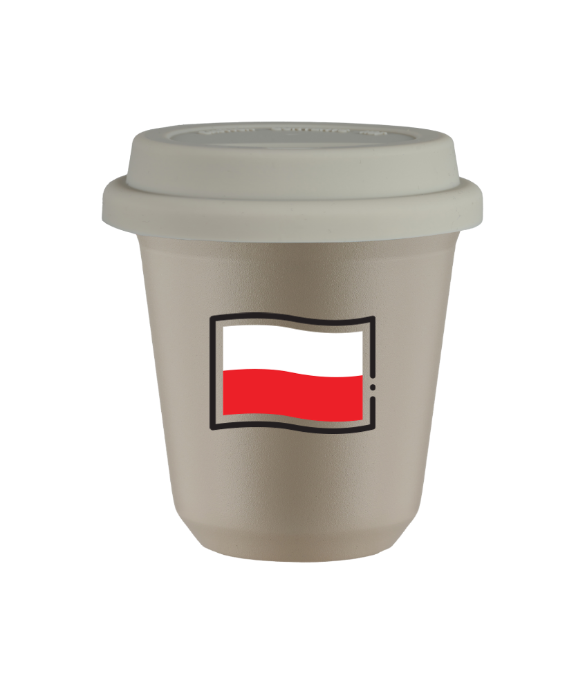 Kubek natural beige 150 ml, FLAGA POLSKI z pokrywka biala kubek termiczny na kawe | 75,00 zł