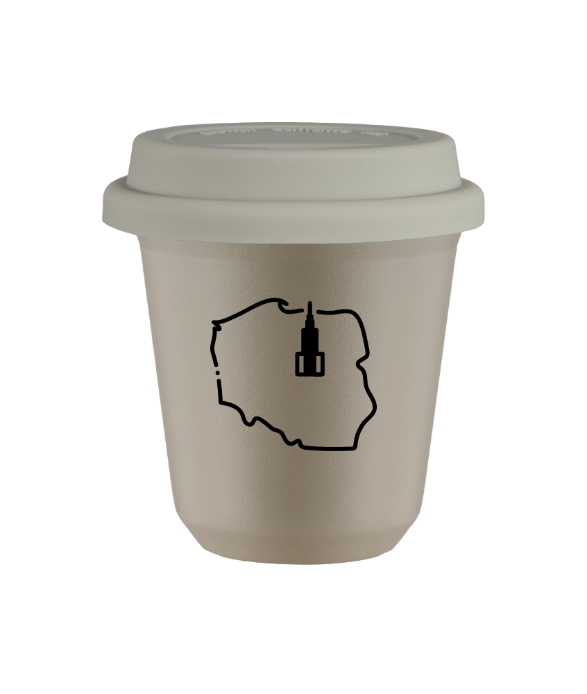 Kubek natural beige 150 ml, POLSKA (czarny) z pokrywka biala kubek termiczny na kawe | 75,00 zł Kubek natural beige 150 ml, POLSKA (czarny) z pokrywka biala kubek termiczny na kawe | 75,00 zł