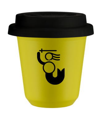 Kubek canary yellow 150 ml, WARSZAWSKA SYRENKA z pokrywka czarna