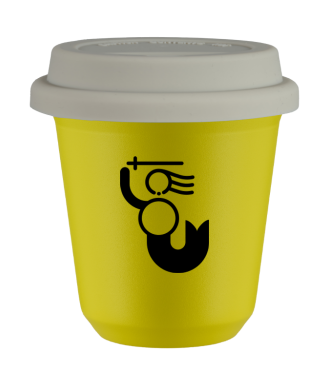 Kubek canary yellow 150 ml, WARSZAWSKA SYRENKA z pokrywka biala