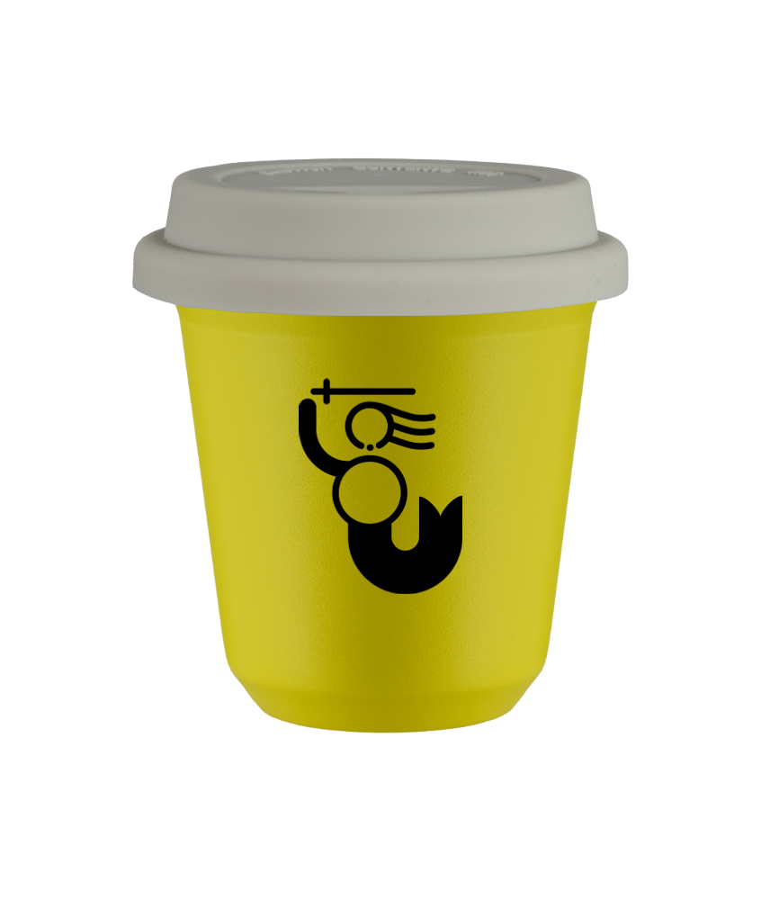 Kubek canary yellow 150 ml, WARSZAWSKA SYRENKA z pokrywka biala kubek termiczny na kawe | 70,00 zł Kubek canary yellow 150 ml, WARSZAWSKA SYRENKA z pokrywka biala kubek termiczny na kawe | 70,00 zł