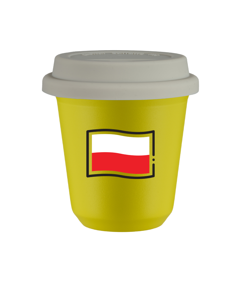 Kubek canary yellow 150 ml, FLAGA POLSKI z pokrywka biala kubek termiczny na kawe | 75,00 zł Kubek canary yellow 150 ml, FLAGA POLSKI z pokrywka biala kubek termiczny na kawe | 75,00 zł
