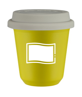 Kubek canary yellow 150 ml, FLAGA POLSKI (bialy) z pokrywka biala