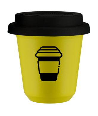 Kubek canary yellow 150 ml, KUBEK (czarny) z pokrywka czarna