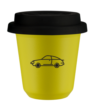 Kubek canary yellow 150 ml, SAMOCH (czarny) z pokrywka czarna