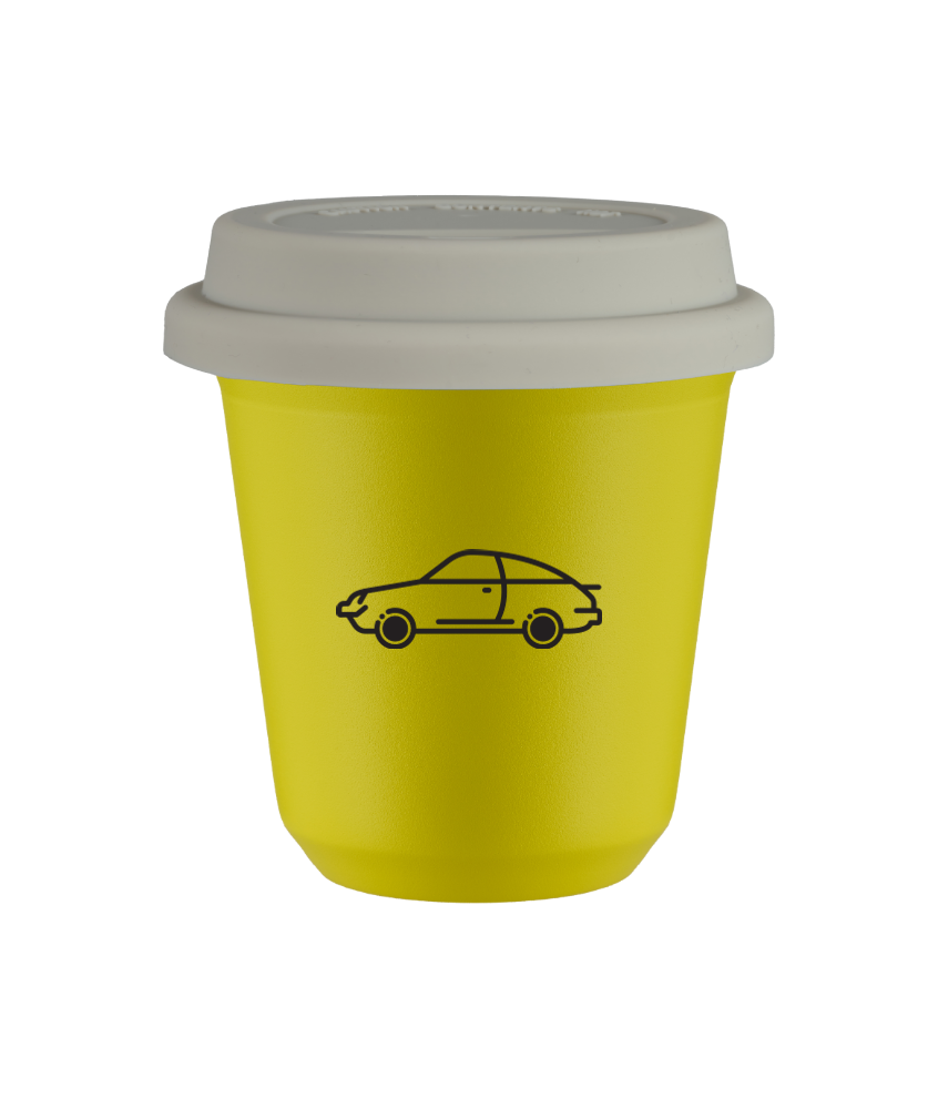 Kubek canary yellow 150 ml, SAMOCH (czarny) z pokrywka biala kubek termiczny na kawe | 75,00 zł Kubek canary yellow 150 ml, SAMOCH (czarny) z pokrywka biala kubek termiczny na kawe | 75,00 zł