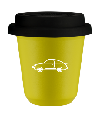 Kubek canary yellow 150 ml, SAMOCH (bialy) z pokrywka czarna